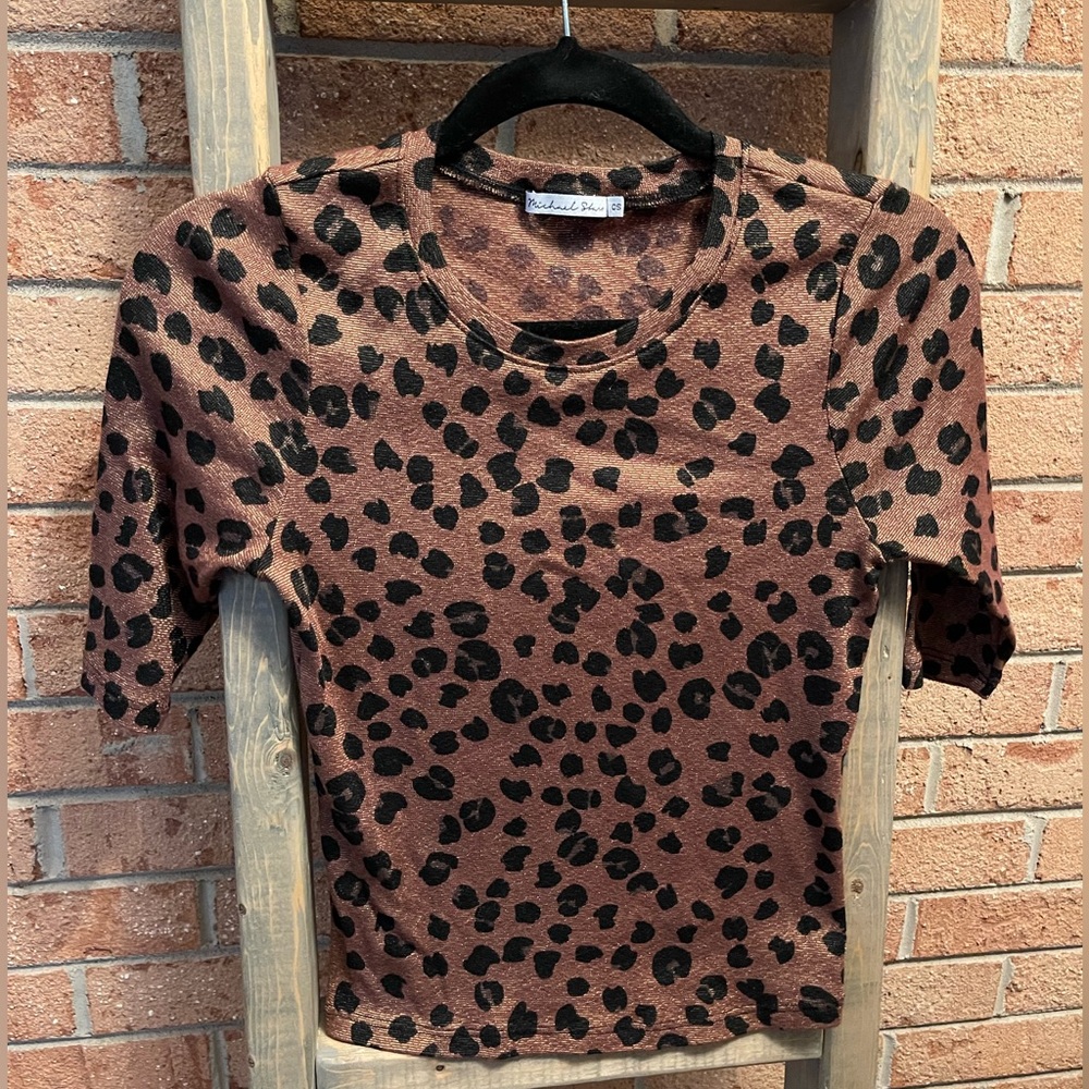 Michael Stars OS Metallic Animal Print Top